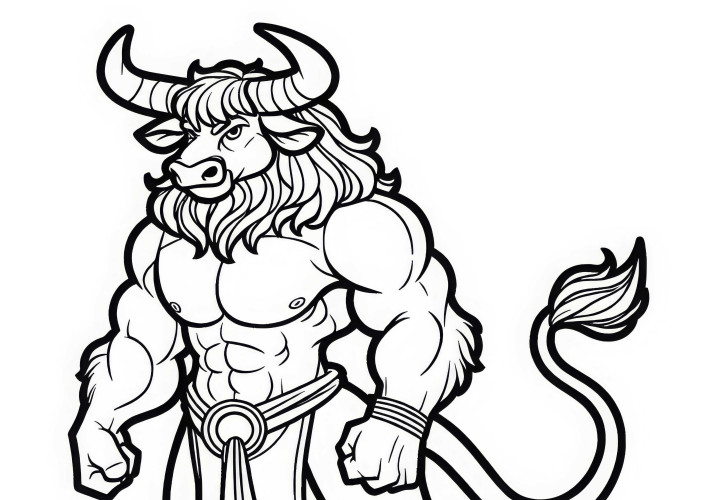 Modèle de coloriage Minotaure Gratuit - Image à colorier gratuite pour les créatifs