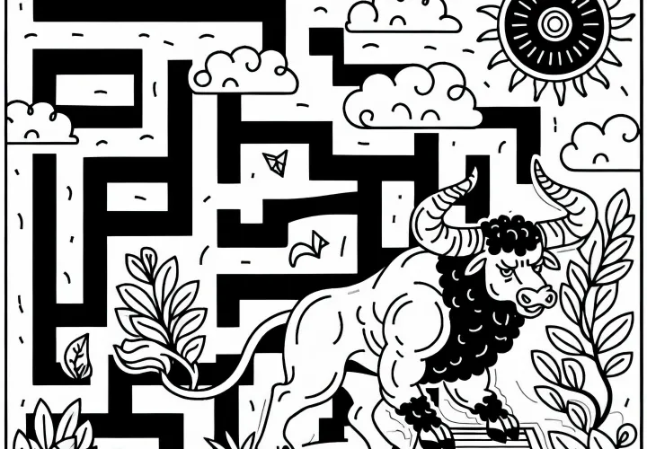 Minotaure garde un trésor - Dessin à colorier gratuit