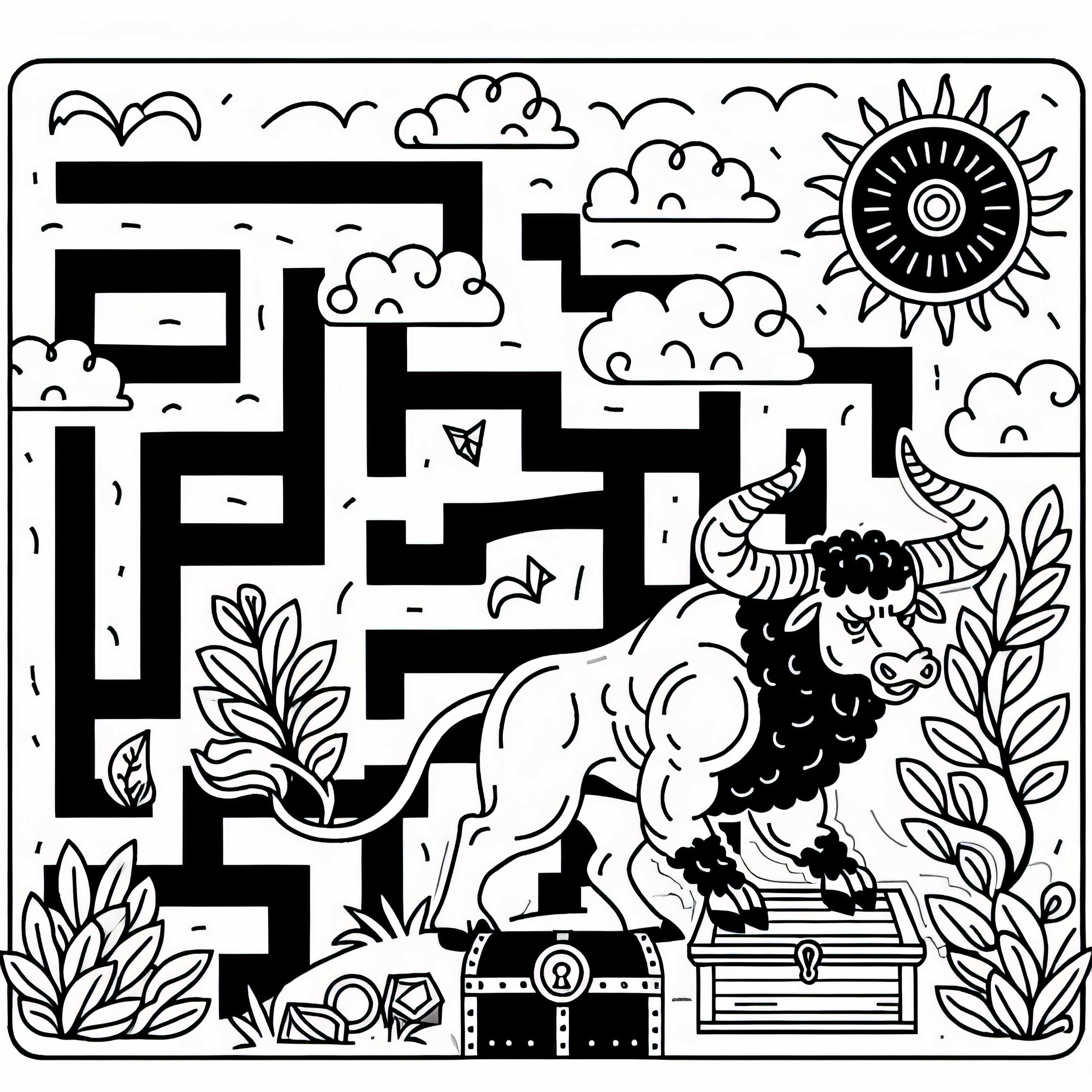 Minotaure garde le trésor - Image à colorier gratuite