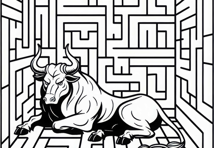 Minotaure se repose - Coloriage gratuit