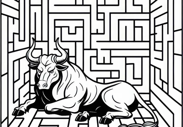 Minotaure se repose - Coloriage gratuit