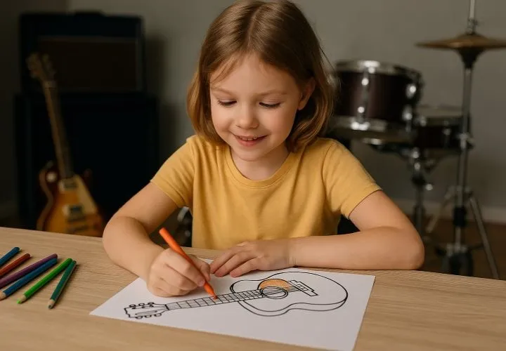 Mūzikas instrumenti: Krāsojamās bildes