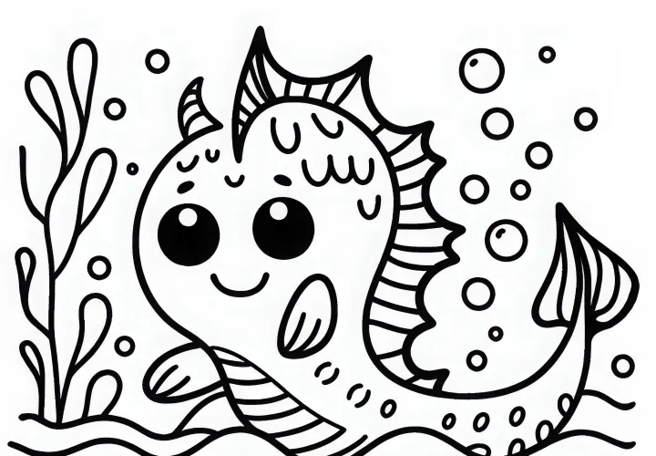 Modèle de coloriage monstre marin facile gratuit