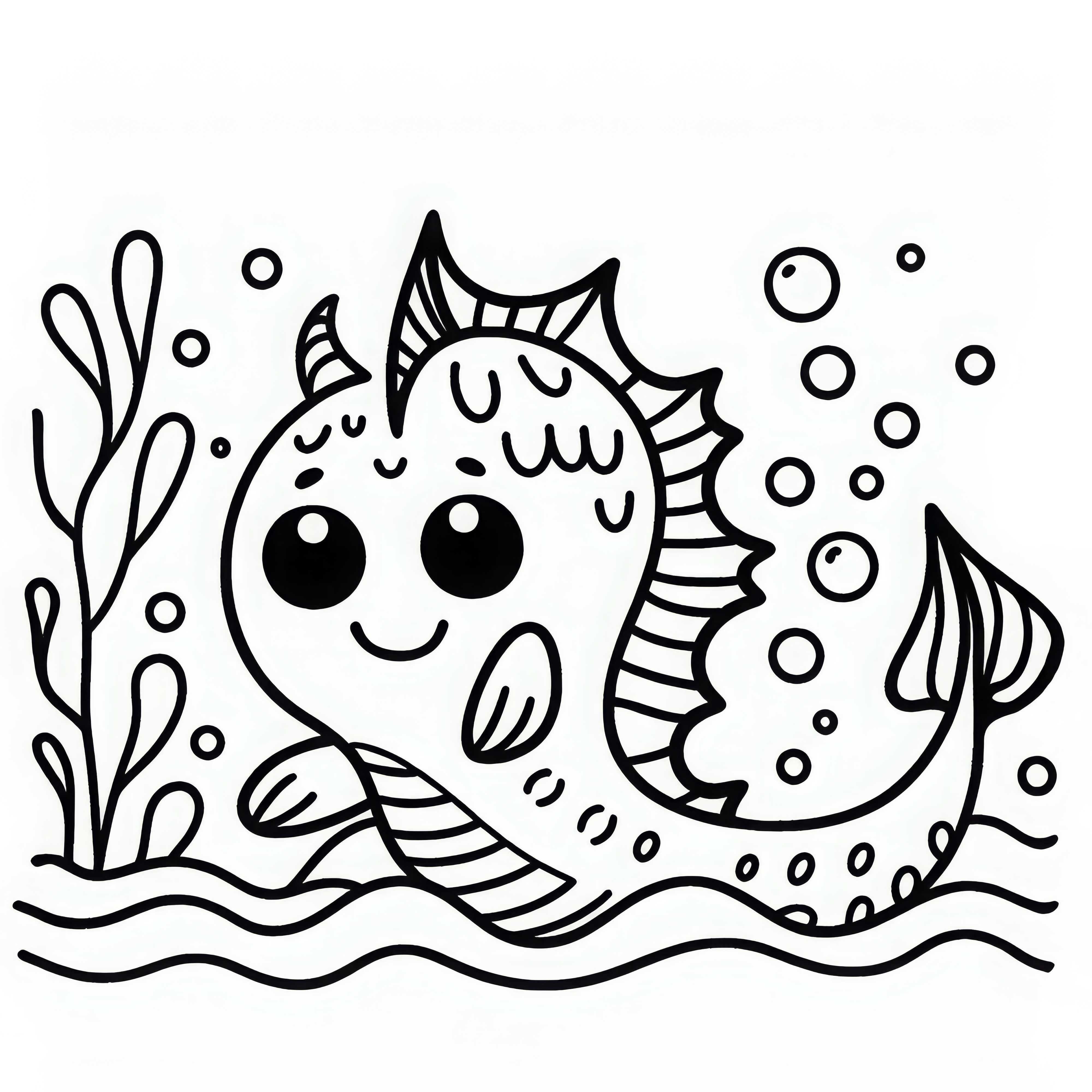 Desenho para Colorir de Monstro Marinho Simples Gratuito