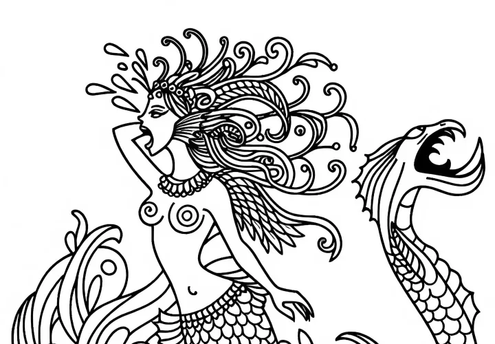 Mystical Siren Coloring Page Simple Free to Download Mystical Siren Coloring Page Simple Free to Download