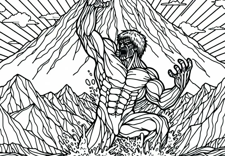Titan breaks out of mountain range - Free coloring page Titan breaks out of mountain range - Free coloring page