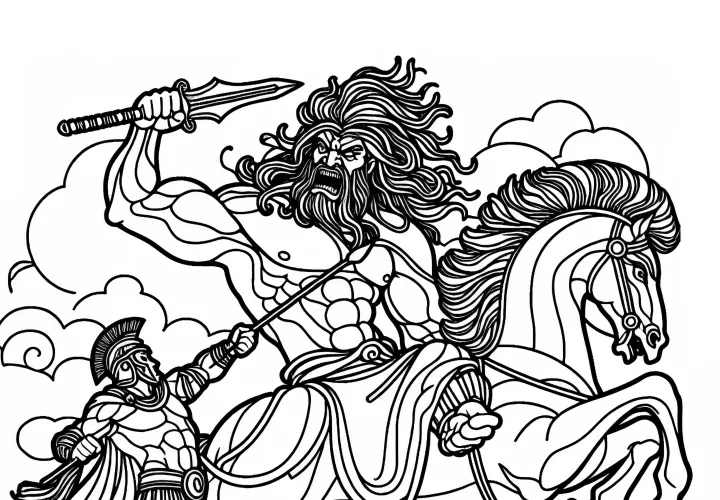 Titan fights against a hero - free coloring page Titan fights against a hero - free coloring page