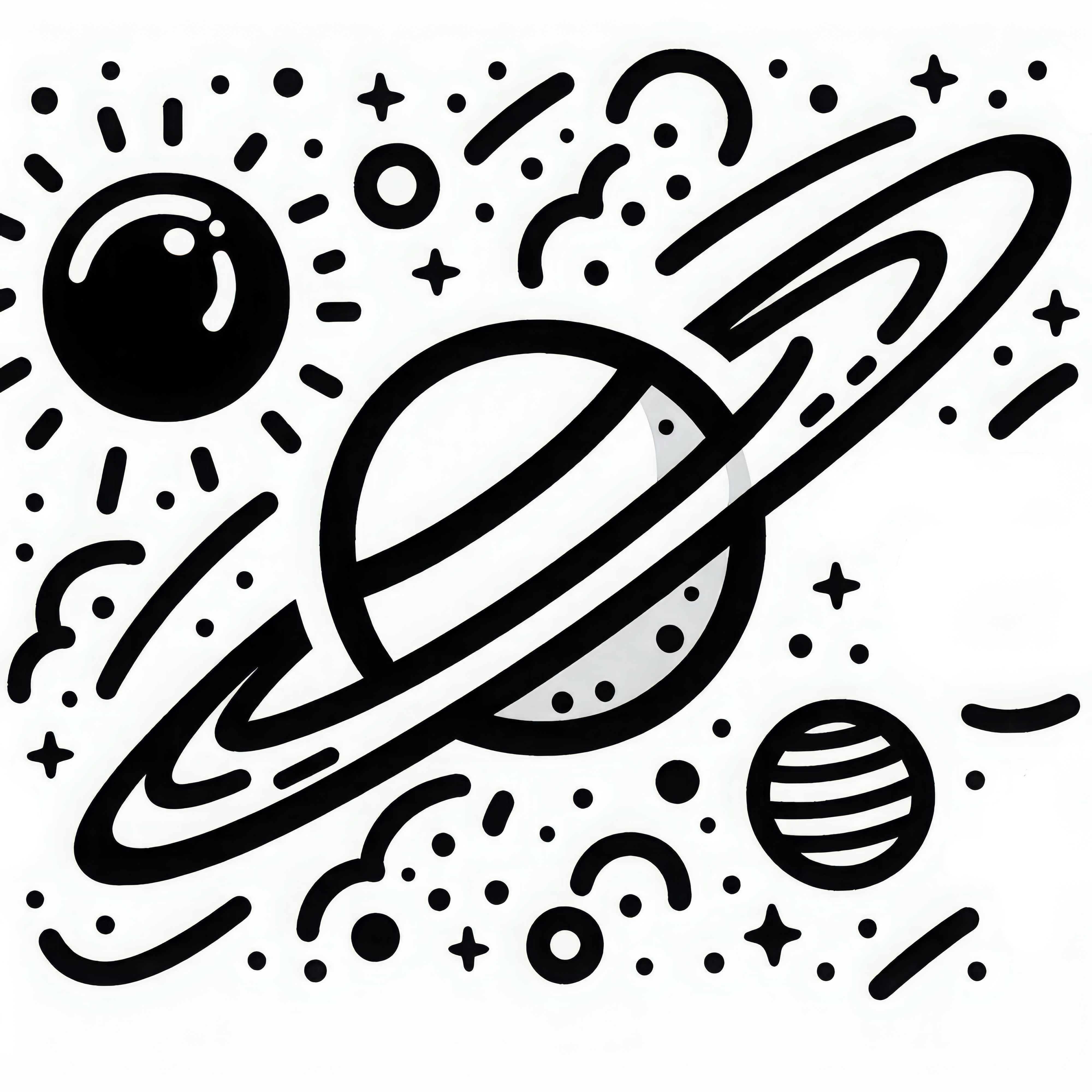 Plantilla de Saturno para colorear gratis para descargar y pintar