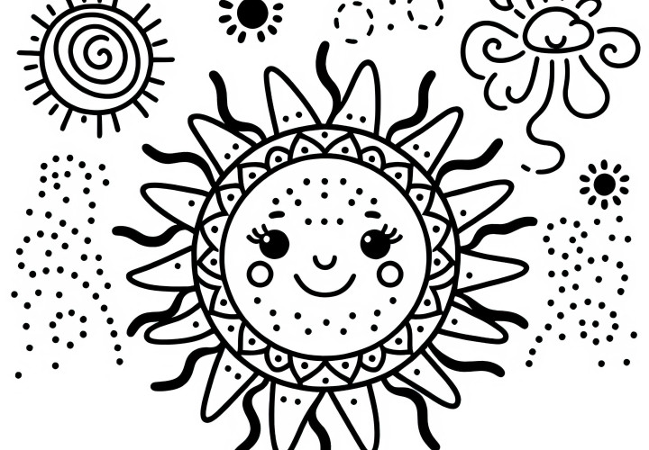 Dibujo para colorear del sol fácil y gratuito