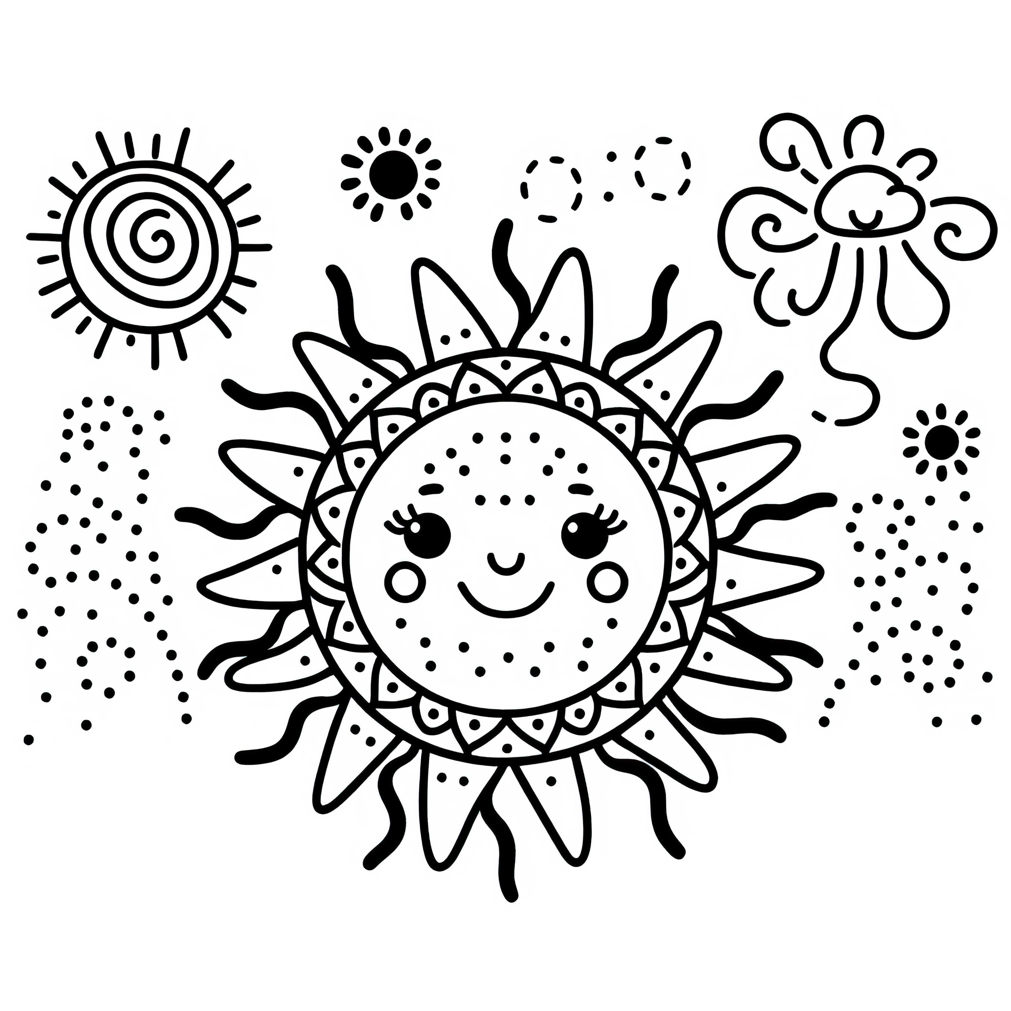 Dibujo para colorear del sol fácil y gratis