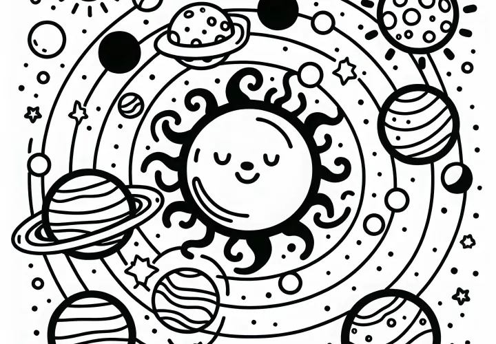 Auringonjärjestelmä auringolla ja planeetoilla värityskuva ilmaiseksi Auringonjärjestelmä auringolla ja planeetoilla värityskuva ilmaiseksi