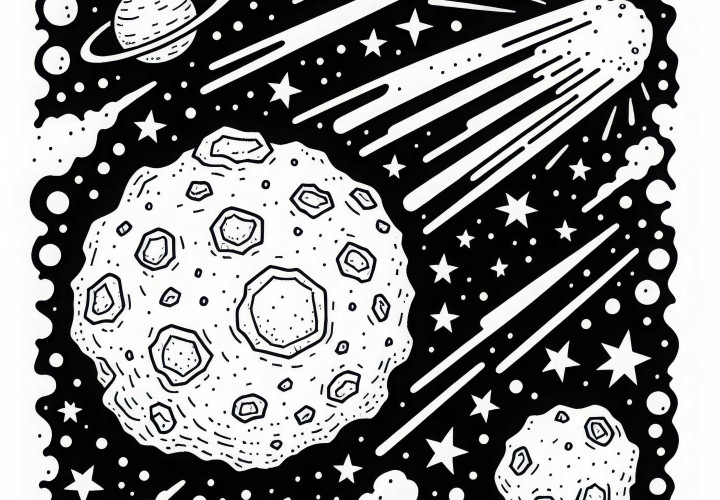Dibujo para colorear de asteroide simple gratuito