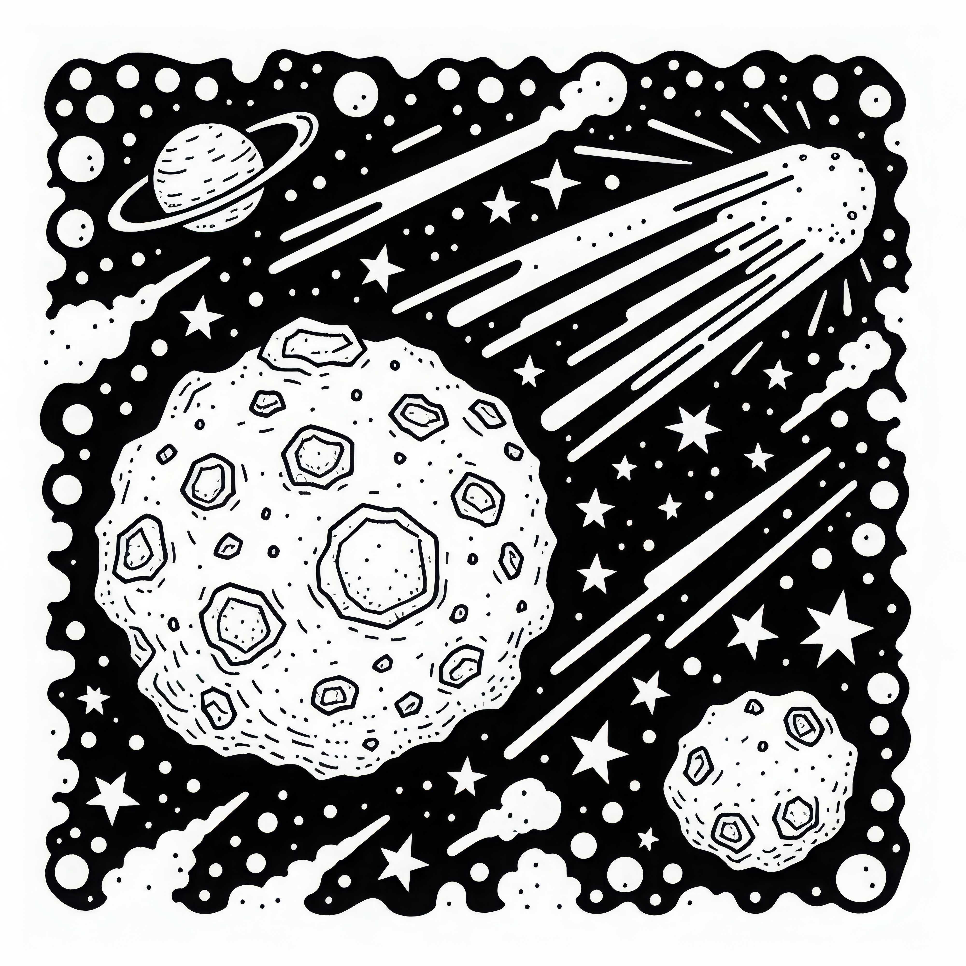 Dibujo para colorear de asteroide fácil y gratuito