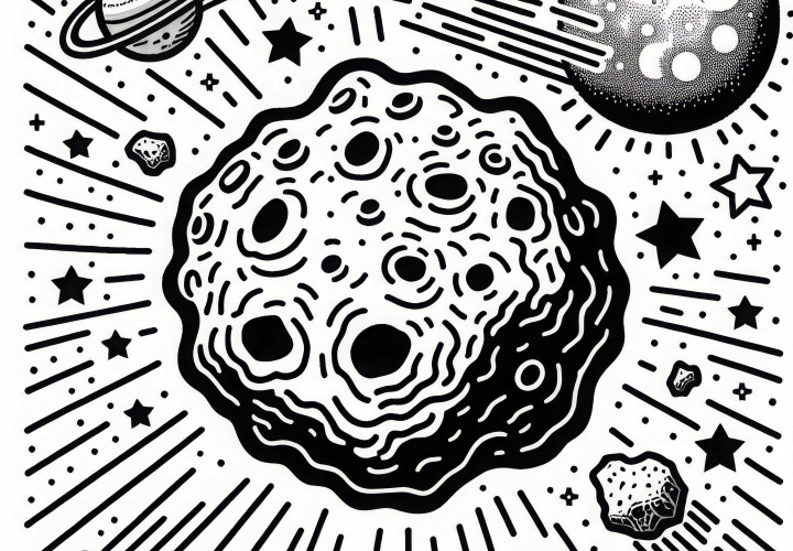 Plantilla de coloración gratuita de un asteroide simple