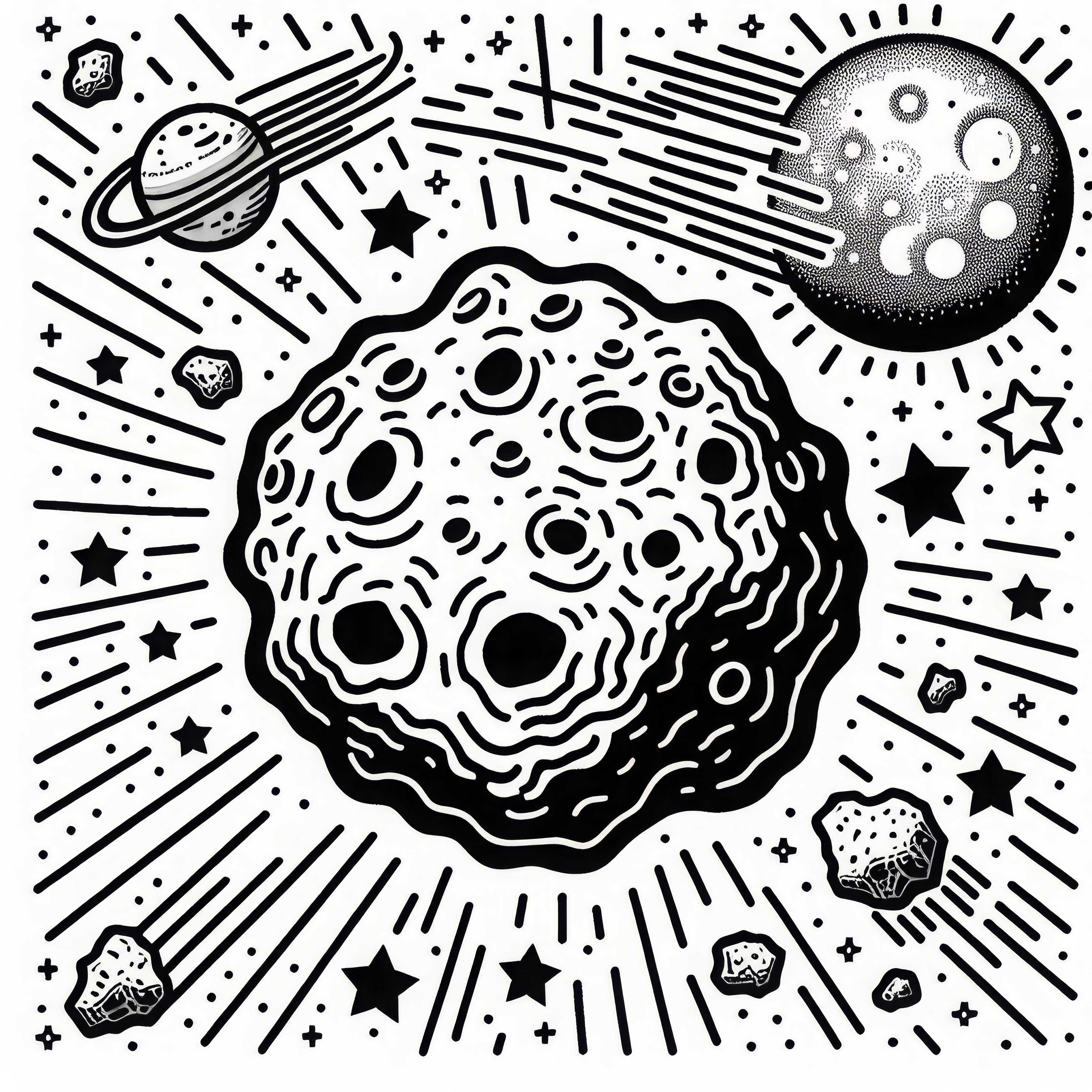 Plantilla de coloración gratuita de un asteroide simple