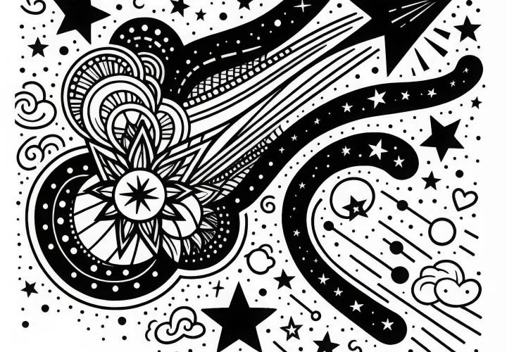 Tähdenlento värityskuva Helppo Ilmainen Tähdenlento värityskuva Helppo Ilmainen