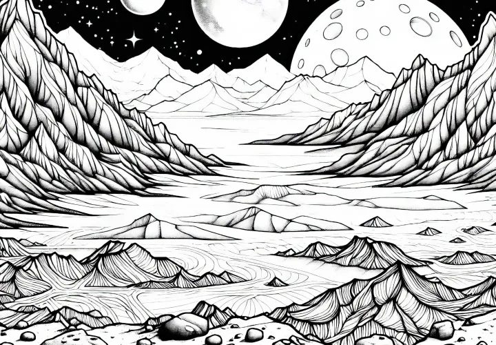 Marsin pinnan värittämislehti - Helppo ja Ilmainen Marsin pinnan värittämislehti - Helppo ja Ilmainen