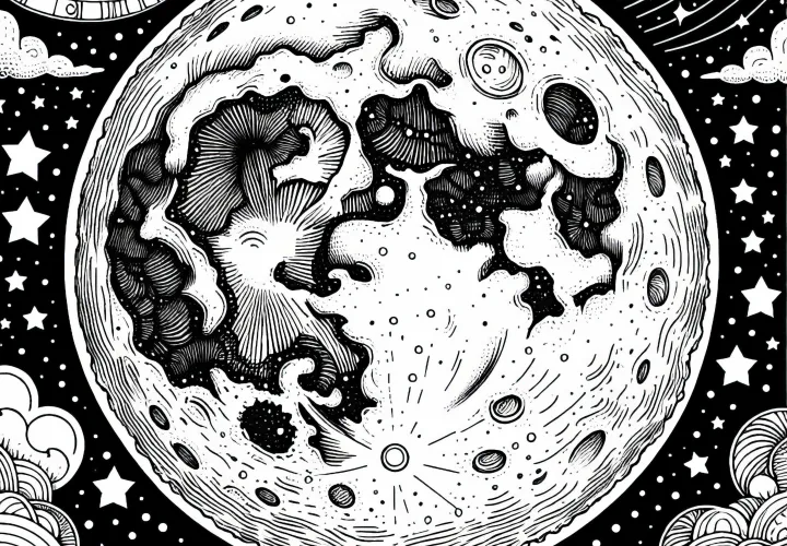 Ilmainen yksinkertainen kuu-värityskuva väritettäväksi Ilmainen yksinkertainen kuu-värityskuva väritettäväksi