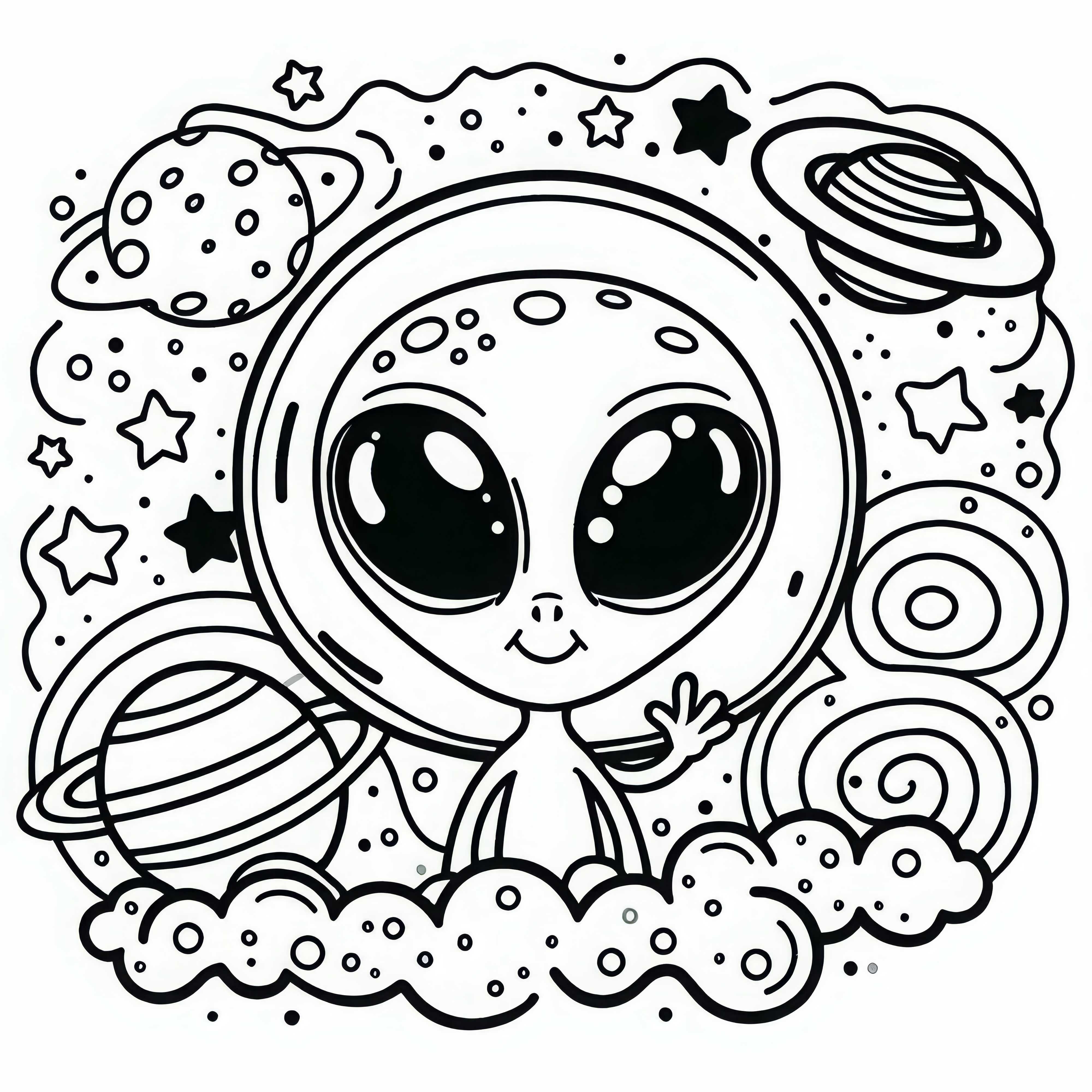 Template Gambar Alien Lucu Mudah Gratis