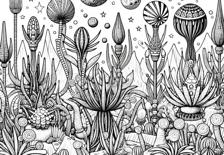 Download free coloring page of alien plants