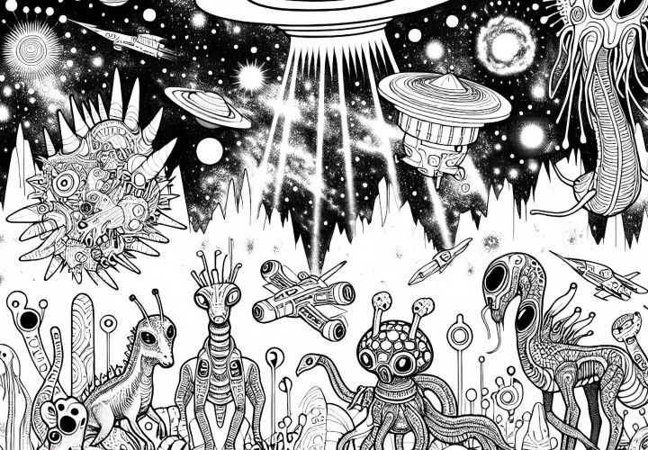 Gambar Mewarnai Hewan Alien Gratis