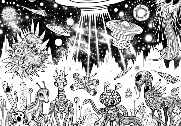 Alien Animals Coloring Page Free