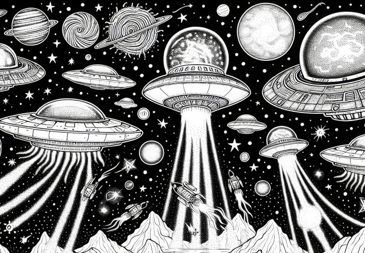Gambar pewarnaan invasi alien untuk diunduh gratis
