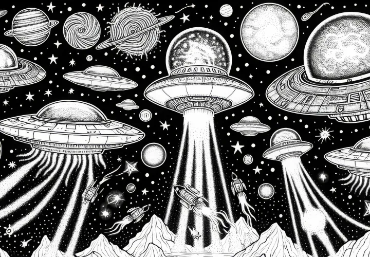Alien invasion coloring page for free download