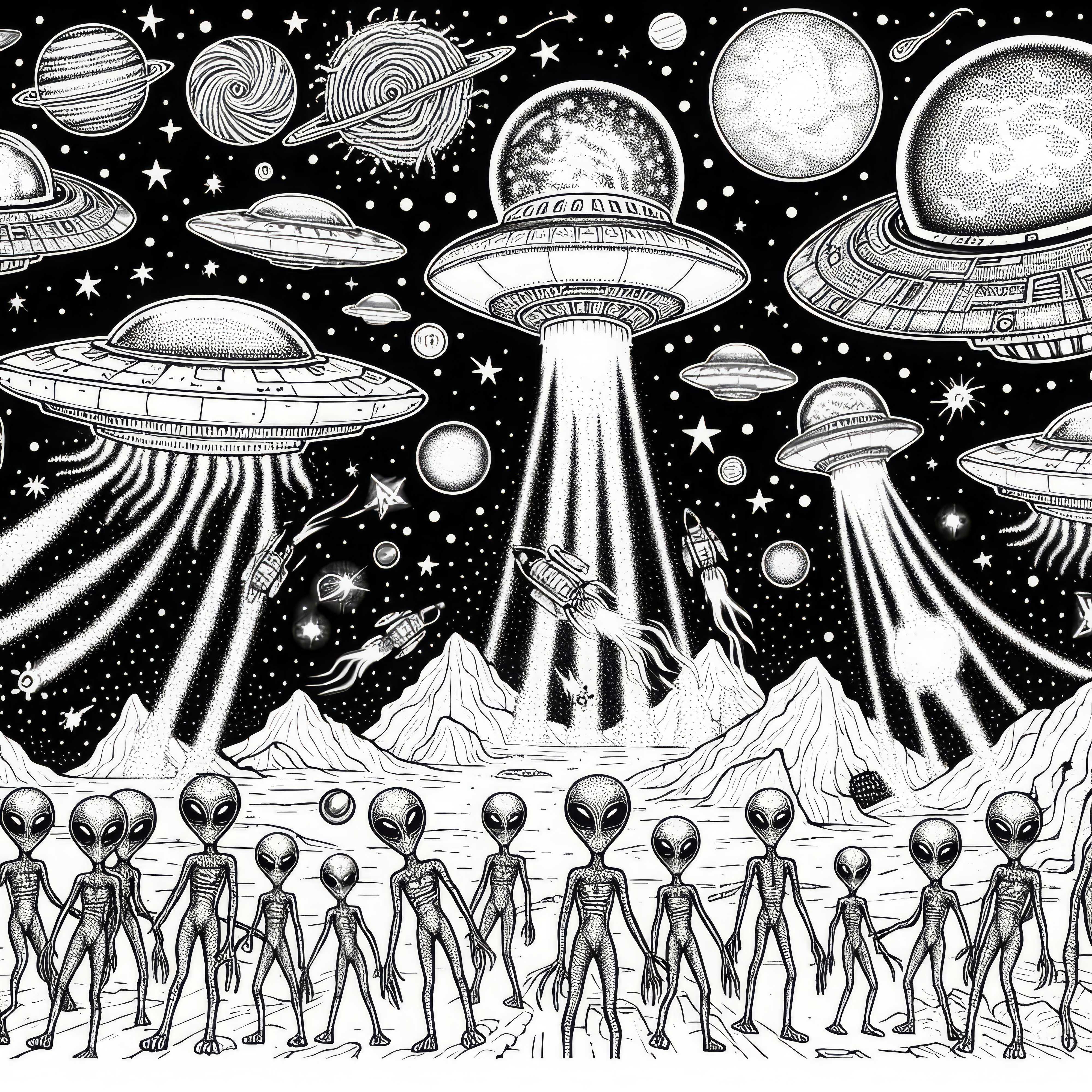 Gambar mewarnai invasi alien untuk diunduh gratis