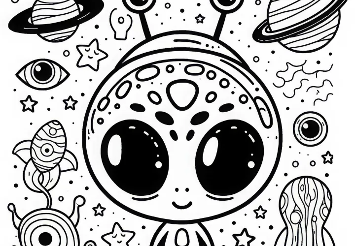 Cute Alien Coloring Page Free Download