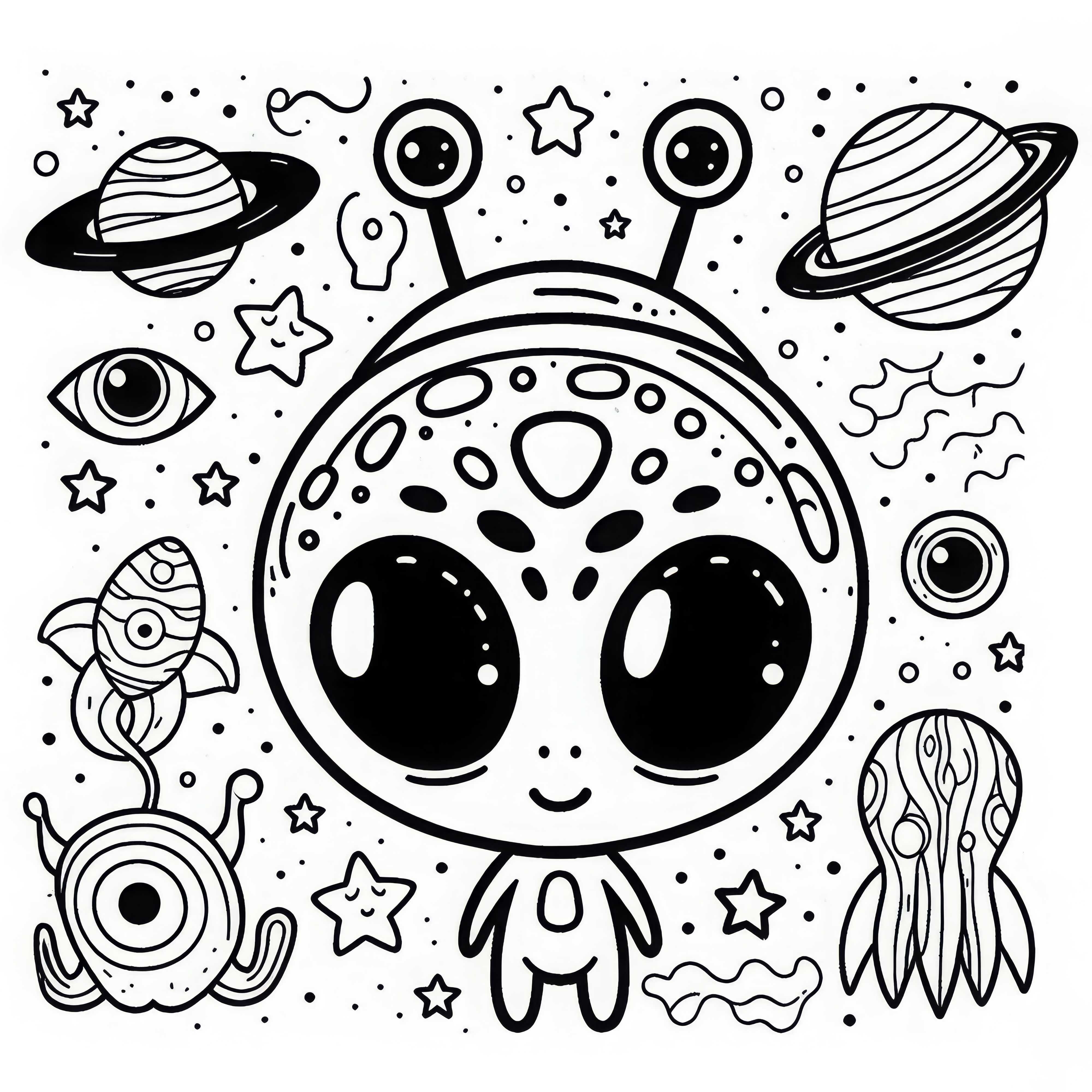 Download Gratis Template Mewarnai Alien Lucu