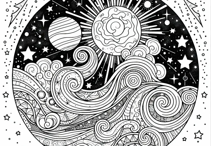 Ilmainen tähtitaivaan värityskuva Ilmainen tähtitaivaan värityskuva