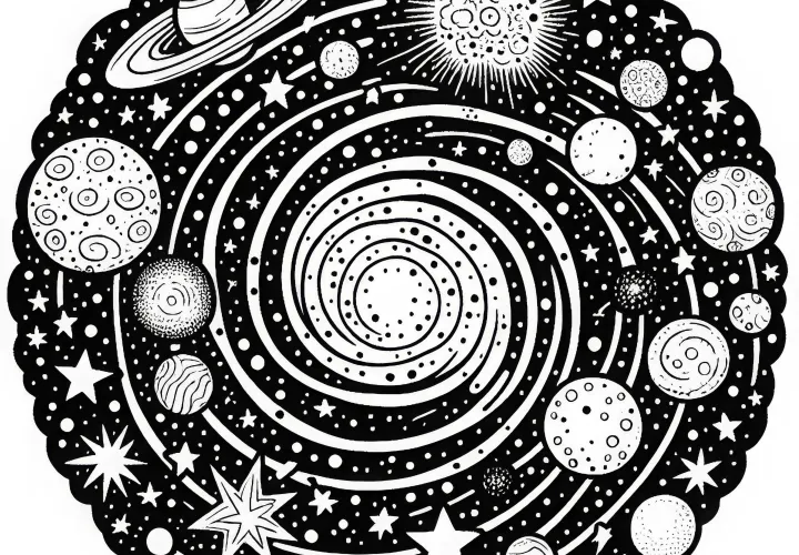 Tähtijoukko galaksissa – Värityskuva värttämistä varten Tähtijoukko galaksissa – Värityskuva värttämistä varten
