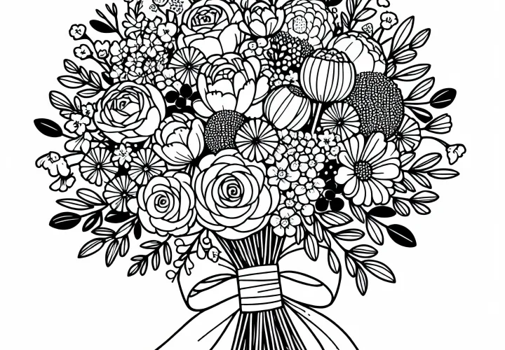 Kytica k svadbe - Maľovanka zadarmo Kytica k svadbe - Maľovanka zadarmo