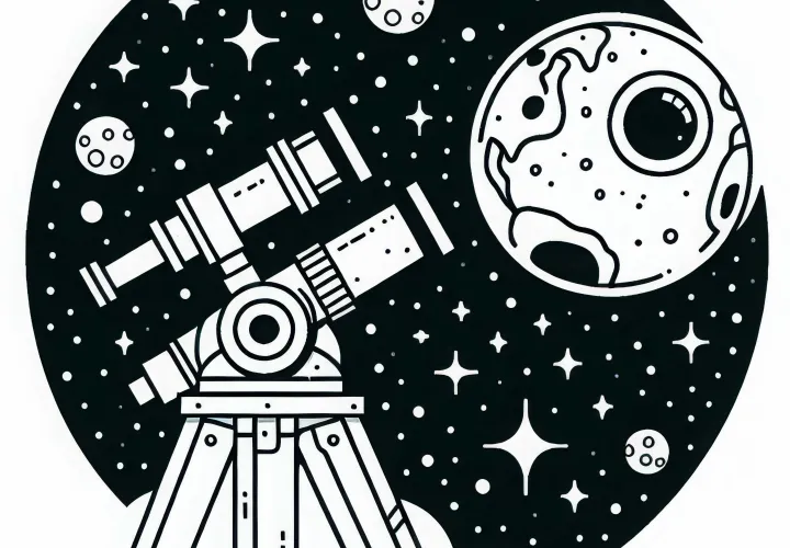 Ilmainen teleskooppi värityskuva Ilmainen teleskooppi värityskuva