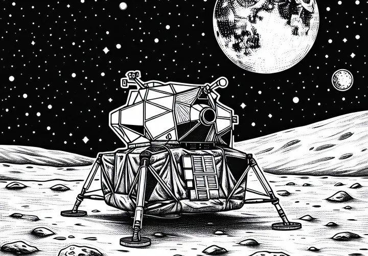 Kuunlaskeutujan kuukinnasta – Ilmainen väritettävä kuva Kuunlaskeutujan kuukinnasta – Ilmainen väritettävä kuva