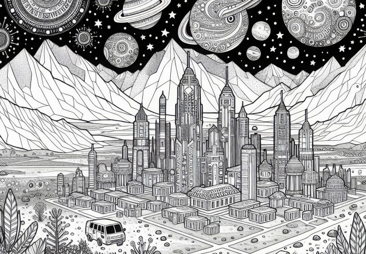 Stadt auf dem Mars Malvorlage kostenlos herunterladen Stadt auf dem Mars Malvorlage kostenlos herunterladen