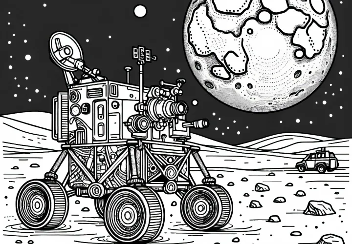 Kuun auto kuu pinnalla – Ilmainen värityspohja Kuun auto kuu pinnalla – Ilmainen värityspohja