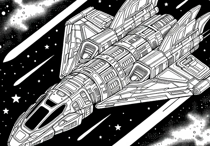Ilmainen värityskuva futuristisesta avaruusaluksesta Ilmainen värityskuva futuristisesta avaruusaluksesta