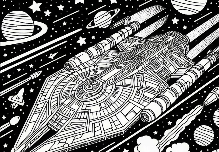 Ilmainen väritettävä kuva tähtialuksesta Ilmainen väritettävä kuva tähtialuksesta