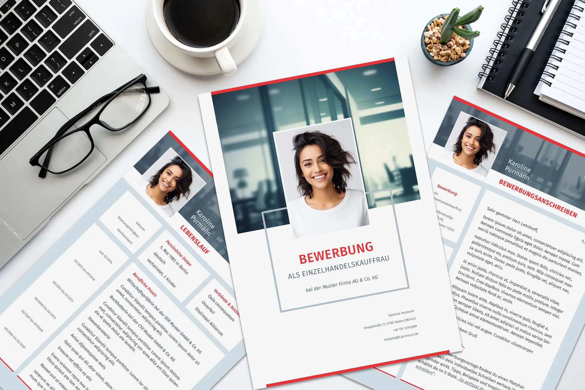 Application as cashier: Template for cover letter and CV for download