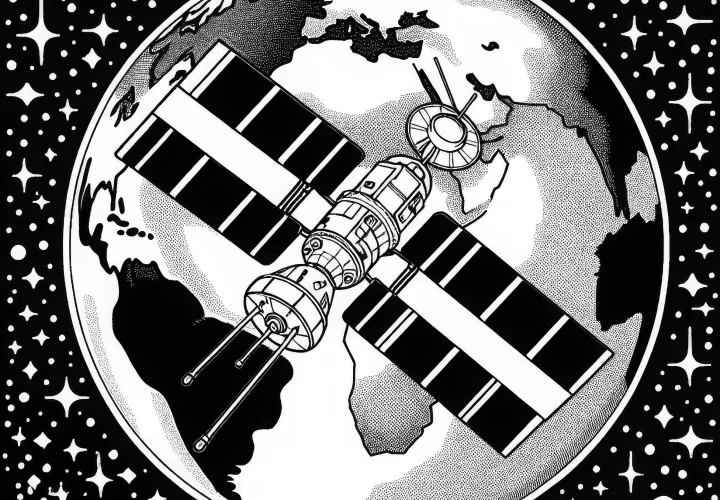 Avaruusluotain lentää maan yllä – Ilmainen värityskuva ladattavaksi Avaruusluotain lentää maan yllä – Ilmainen värityskuva ladattavaksi