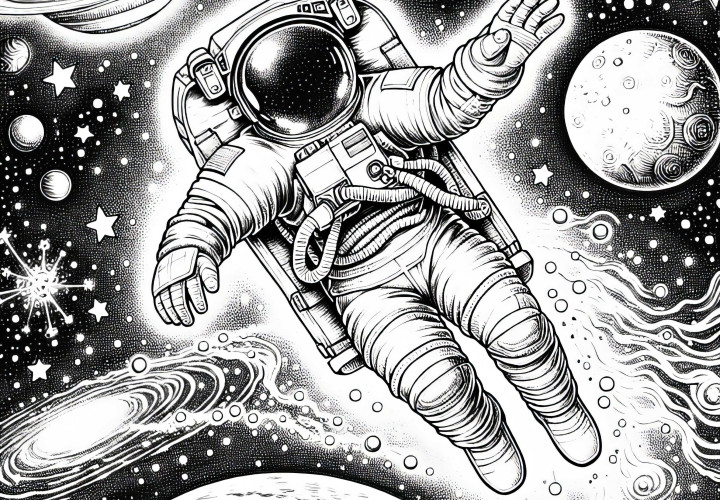 Astronaut im Weltall Ausmalbild Gratis Astronaut im Weltall Ausmalbild Gratis