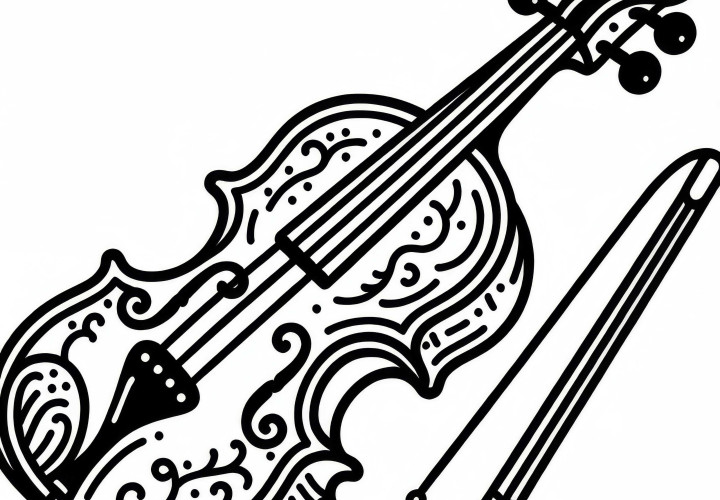Violin coloring template for string instruments - Free