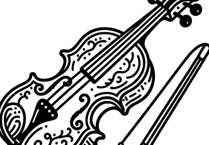 Violin coloring template for string instruments - Free