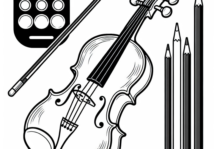 Free download of violin coloring page for string instruments