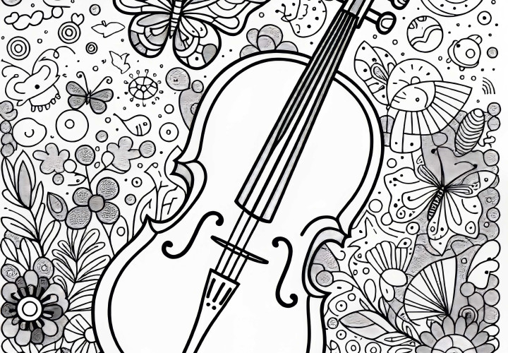 Cello Coloring Page String Instrument Free Download