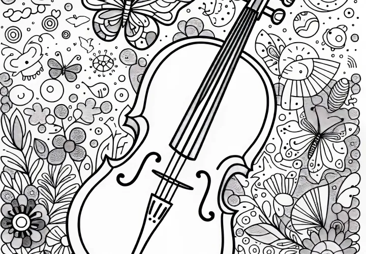 Cello Coloring Page String Instrument Free Download