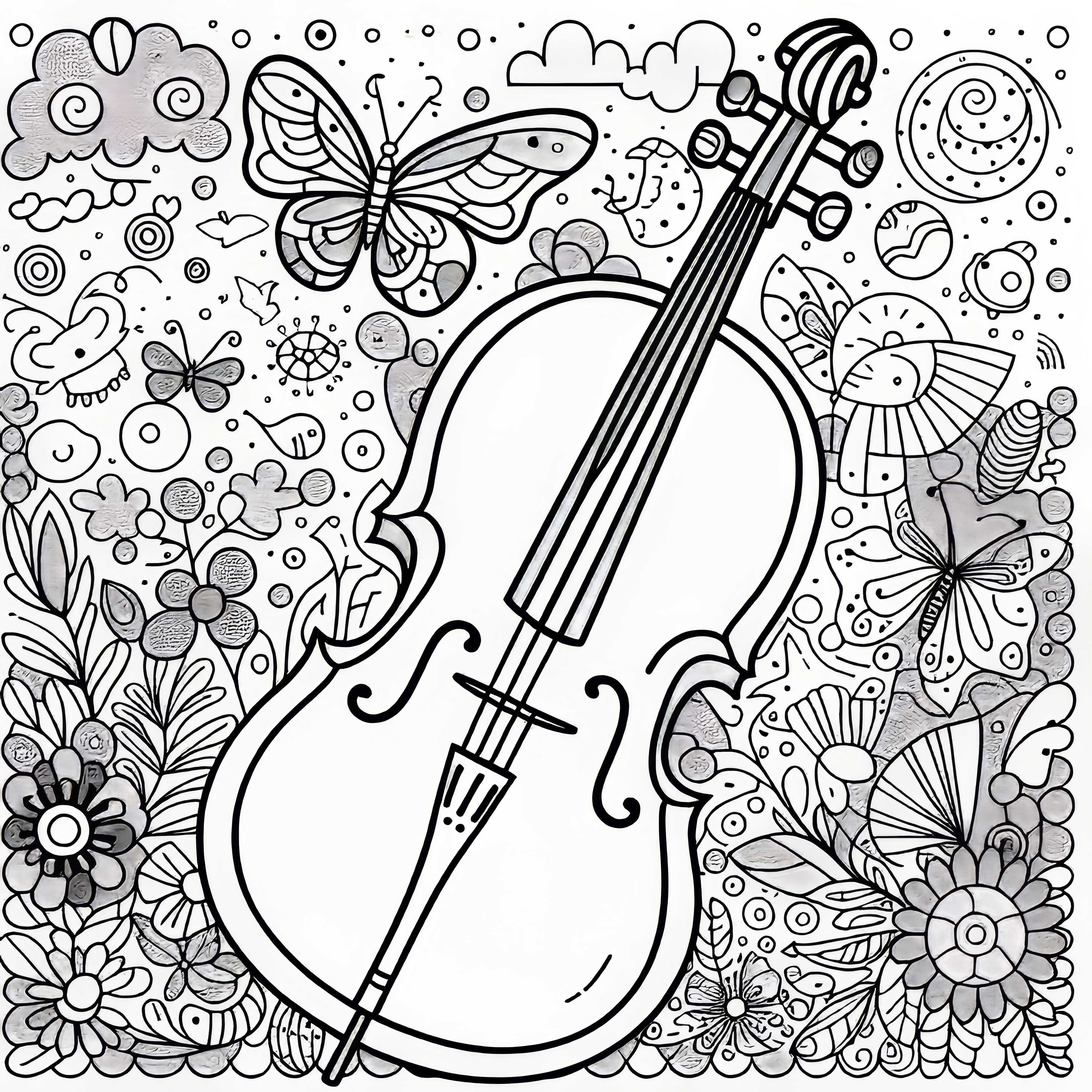Cello Coloring Page String Instrument Free Download