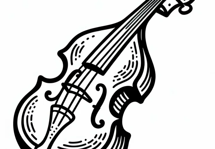 Double bass coloring template for string instruments free of charge